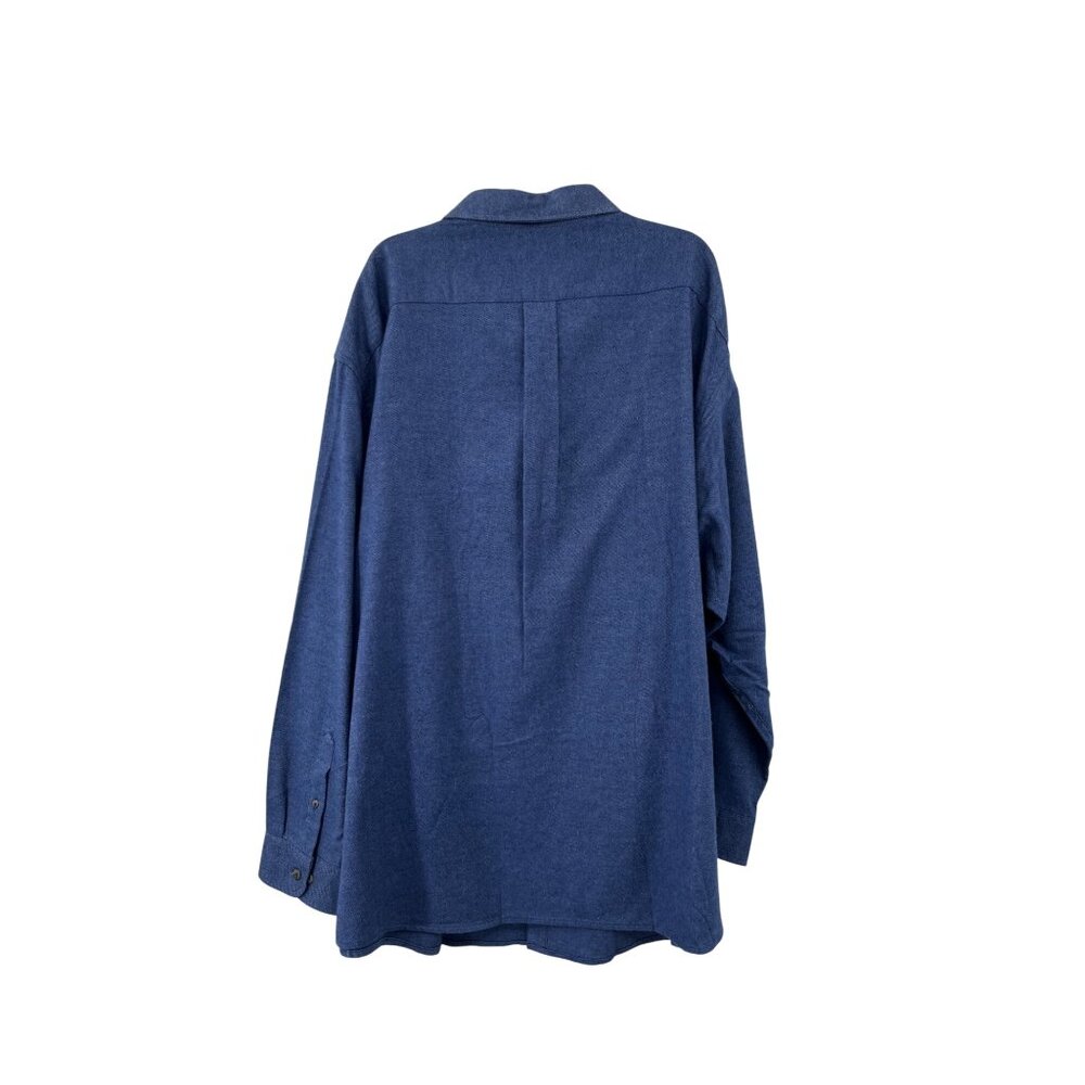 Roundtree & Yorke 4XB Portuguese Flannel Shirt Navy Blue Button Down NEW - Picture 2 of 16